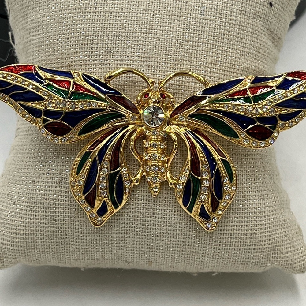 Camrose & Kross Butterfly Swarovski Brooch Jaqueline‎ Kennedy Repro Jewelry 3"
